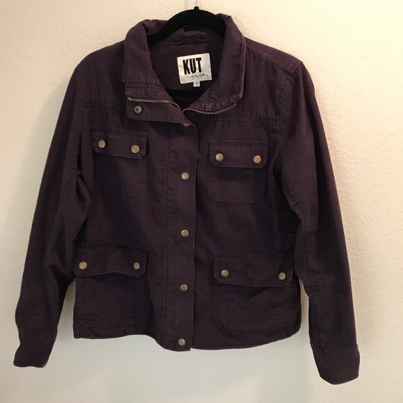 Kut from the Kloth Utility Jacket Large Purple - Picture 1 of 9